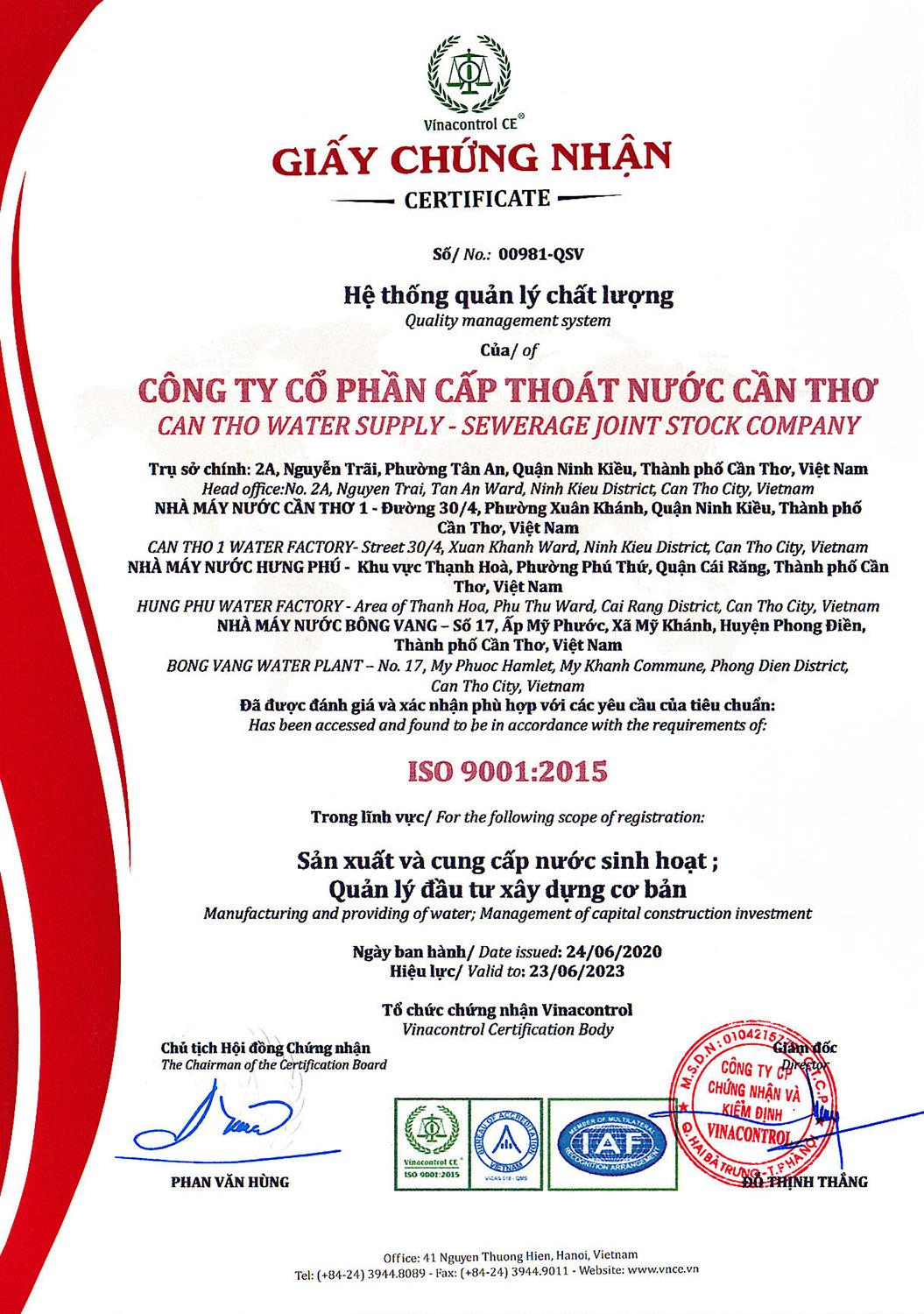 ISO 9001 2015 cua NMN HP BV NMN CT1