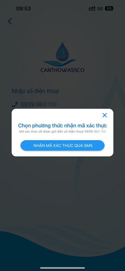 Chọn phương thức xác thực qua SMS