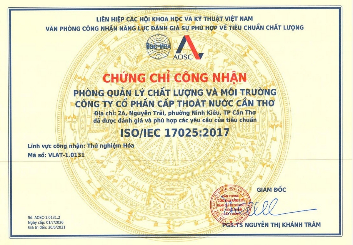 Chứng chỉ công nhận ISO/IEC 17025:2017