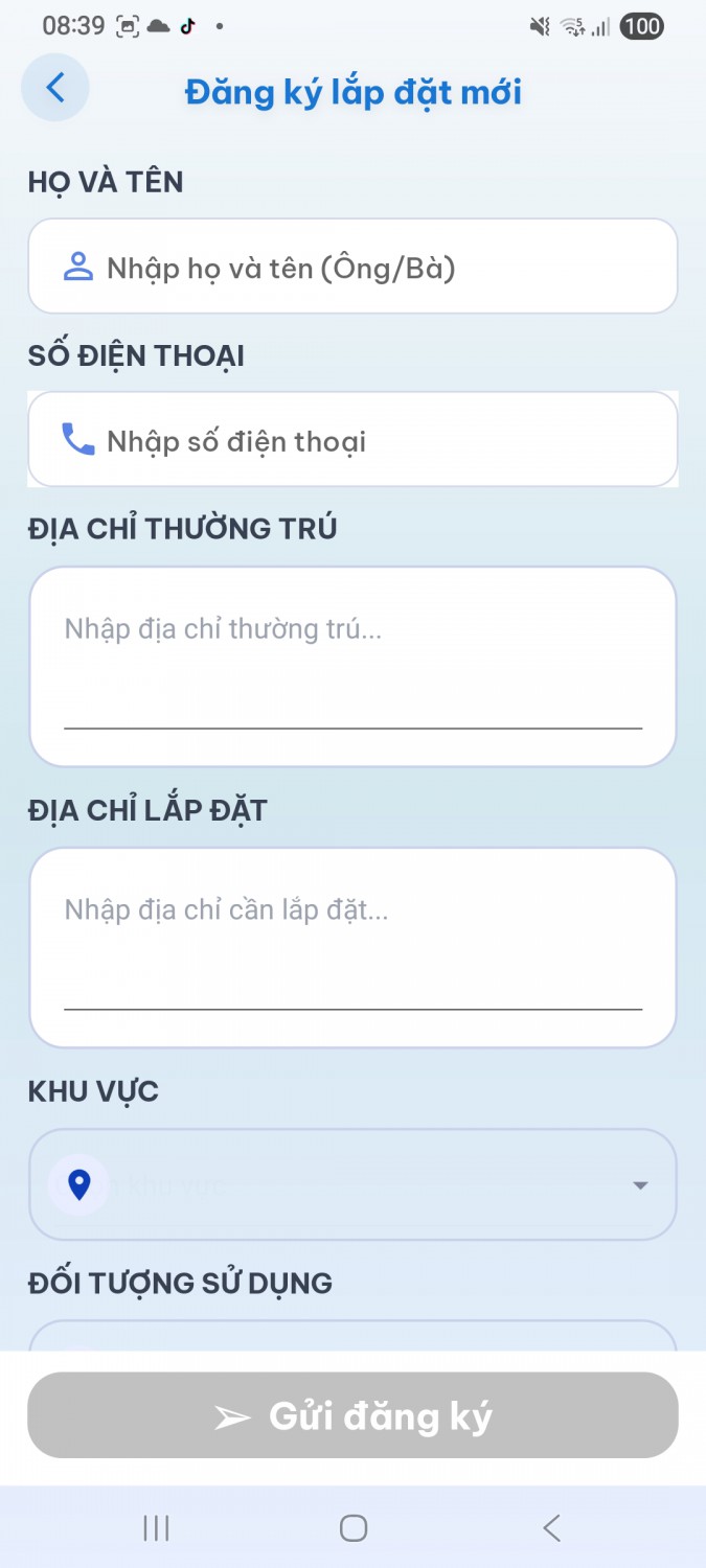 Đăng ký lắp đặt đồng hồ nước