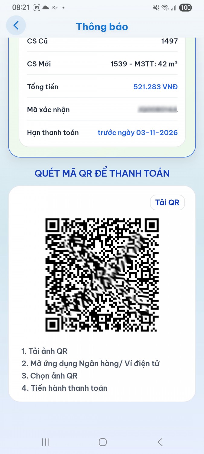 Mã QR trong thông báo