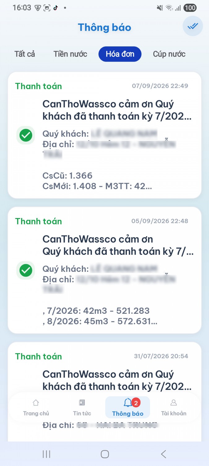 Thông báo xác nhận thanh toán