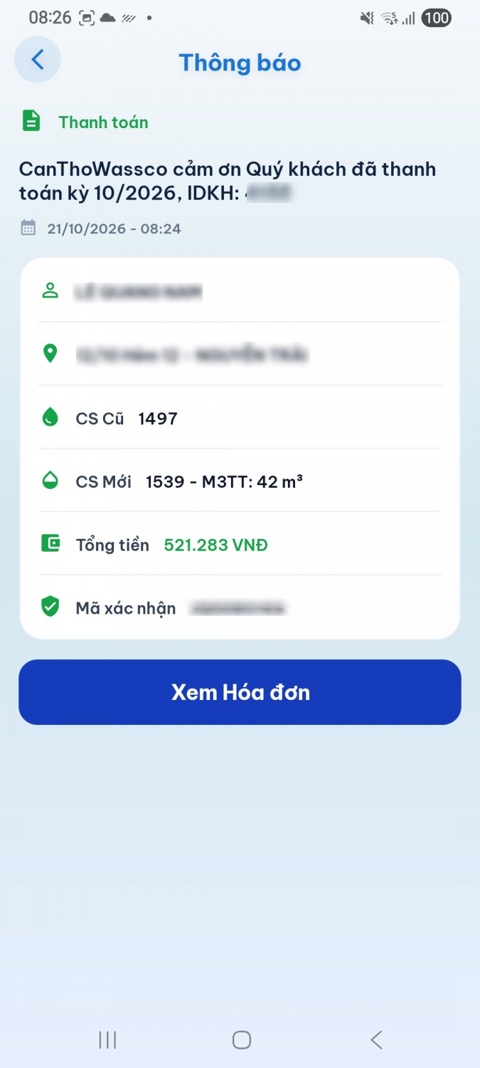 Chi tiết thanh toán thành công